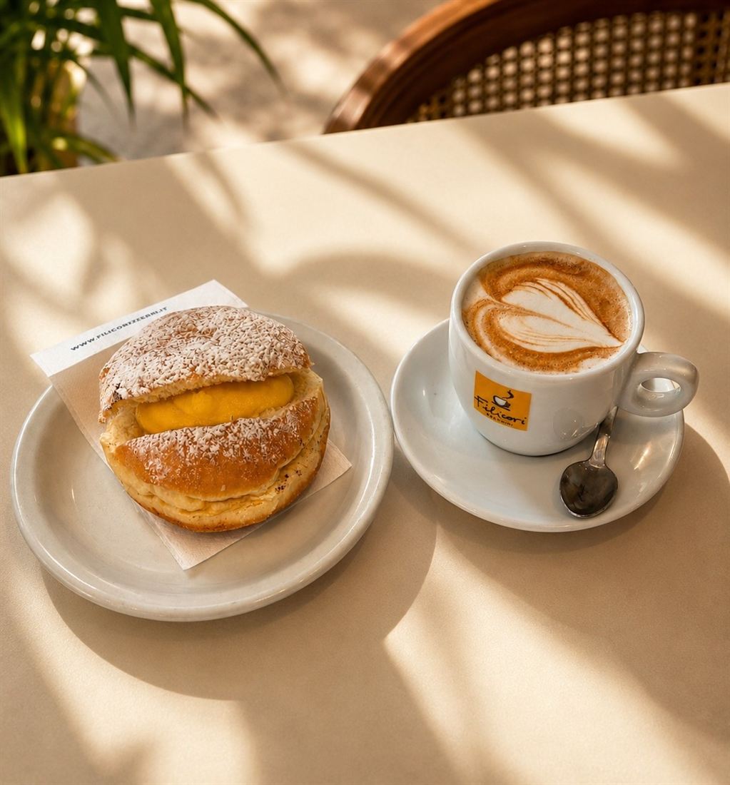 Cappuccino e maritozzo alla crema